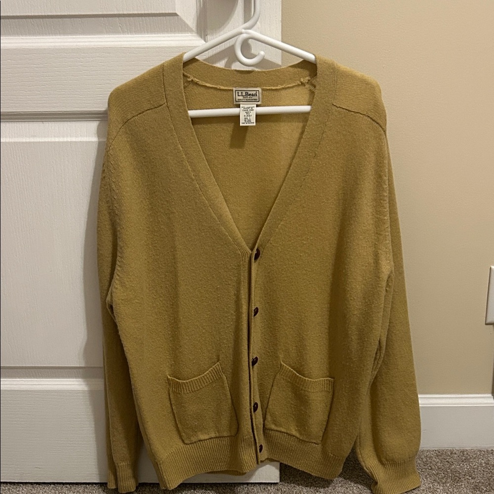 L.L. Bean Mustard Cardigan Sweater